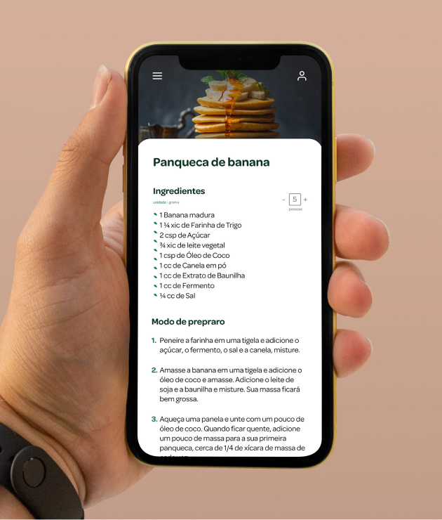 Aplicativo Go Vegan sendo utilizado no celular de uma pessoa