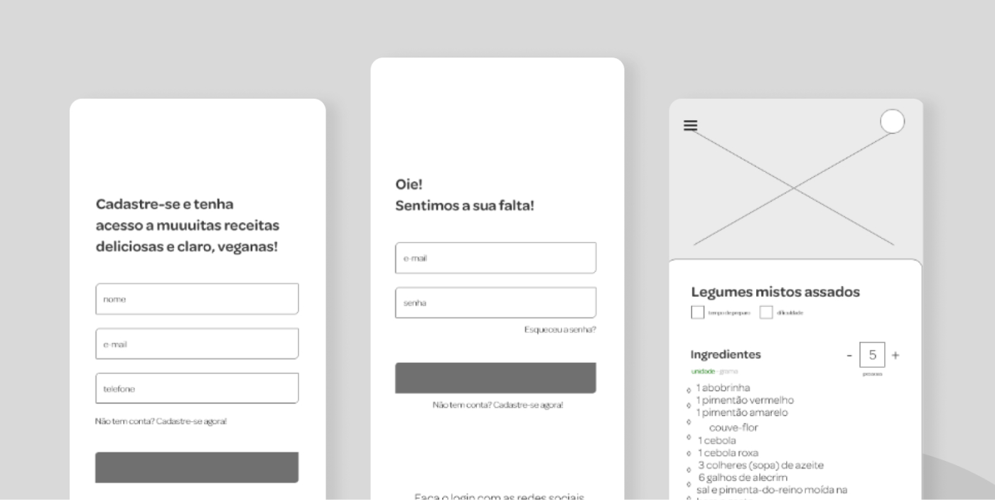 Wireframe do aplicativo