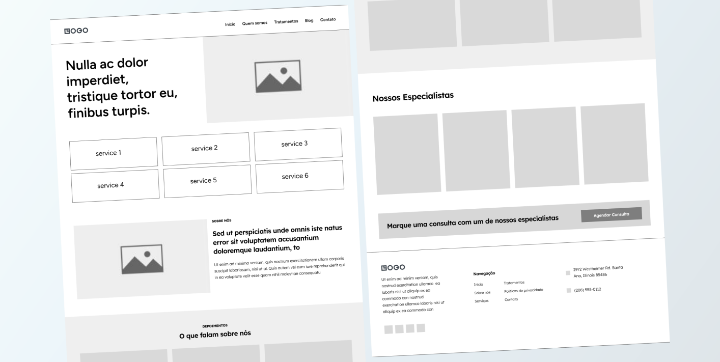 wireframe do website